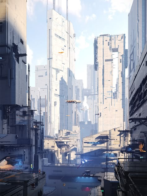 Kota Masa Depan, Ville Cyberpunk, Concept Art Landscape, Scifi City, Sci Fi Architecture, Sci Fi Landscape, Futuristic Cities, Art Cyberpunk, Sci Fi City