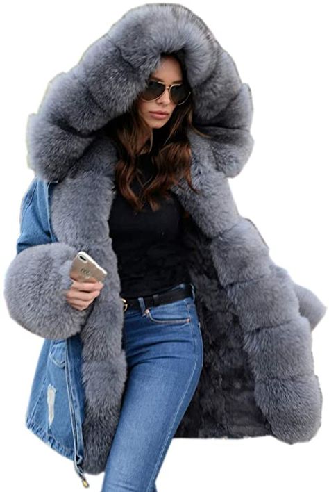 Womens Parka Coats, Womens Winter Clothing, Parker Coat, Fake Fur Coat, Outfits For Autumn, Fur Hooded Coat, Winter Dressing, Faux Fur Hooded Coat, Pattern Outfits