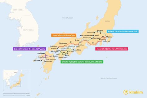 Map of 10 Days in Japan - 5 Unique Itinerary Ideas Japan Tourist Map, 10 Days In Japan Itinerary, 10 Days In Japan, Map Of Japan, Japan Tourist, Beppu, Japan Itinerary, Sea Of Japan, Tokushima