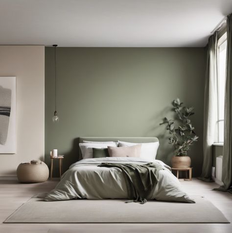 Aesthetic Minimalist Sage Green Bedroom Ideas - Tiwala Lifestyle Olive Green Bedroom Ideas, Olive Green Bedroom, Colored Bedroom, Green Office Decor, Sage Green Bedroom Ideas, Olive Green Bedrooms, Green Bedroom Walls, Green Bedroom Ideas, Green Bedroom Decor