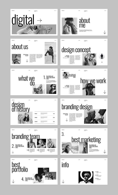 Grey Presentation Design, Portfolio Design Fashion Designers, Gen Z Presentation Design, Digital Presentation Design, Clean Layout Design, Creative Presentation Design Ideas, Portfolio Design Layout Graphics, Graphic Design Presentation Layout, Minimal Presentation Design