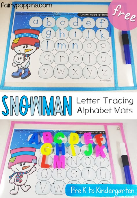 Alphabet Tracing Mats Winter Alphabet Letters Free Printable, Alphabet Centers Kindergarten, Alphabet Centers, Kindergarten Alphabet, Winter Printables, Upper Case Letters, Winter Activities Preschool, Alphabet Kindergarten, Preschool Winter