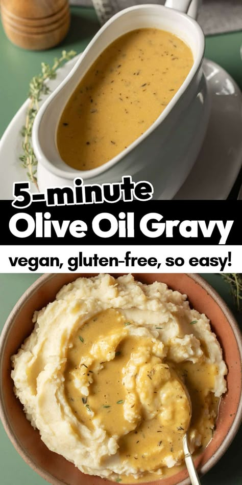 Easy Vegan Gravy (Gluten-Free, 5 Minutes!) Dairy Free Gravy Recipe, Easy Vegan Gravy Recipe, Vegetarian Gluten Free Thanksgiving Recipes, Vegan Gluten Free Gravy, Easy Vegetarian Gravy, Gluten Free Dairy Free Gravy, Easy Vegan Gravy, Vegan Gravy For Mashed Potatoes, Vegan Gravy Thanksgiving