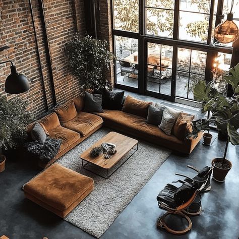 10 Industrial Living Room Ideas: Create a Cozy Yet Stylish Space with Raw Materials and Vintage Finds | Florgeous Industrial Living Room Aesthetic, Modern Industrial Interior Design Living Room Apartment, Rustic Industrial Decor Living Room, Industrial Sunroom, Open Living Room Decor, Minimalist Industrial Living Room, Industrial Bohemian Decor, Minimalist Industrial Interior Design, Industrial Modern Living Room