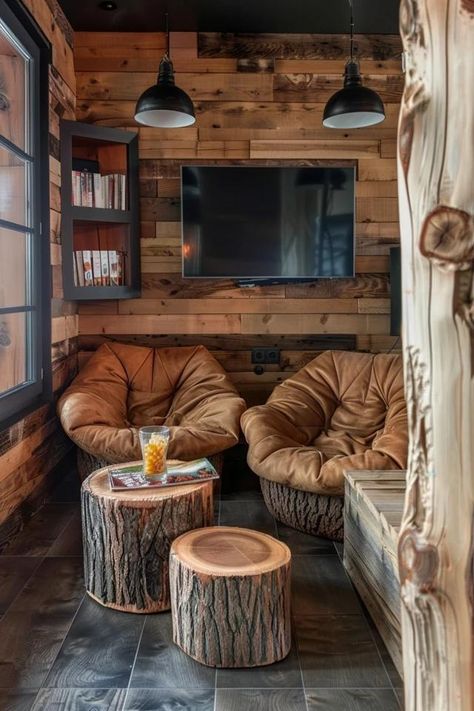 Cozy Small Rustic Man Cave Ideas to Inspire You Rustic Mens Office, Rustic Den Ideas, Second Living Room Ideas Small Spaces, Small Room Man Cave Ideas, Small Western Living Room Ideas, Rustic Lounge Ideas, Man Cave Seating Ideas, Rustic Game Room Ideas, Hunting Man Cave Ideas