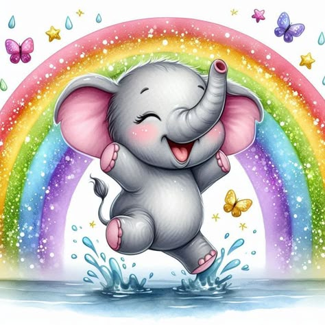 Cute Elephant Illustration, Cute Elephant Cartoon, Baby Disney Characters, Jungle Theme Birthday, Elephant Pictures, Baby Art Projects, Happy Birthday Art, Elephant Illustration, Beautiful Butterflies Art