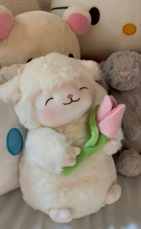 Miniso Plushies Lamb With Tulip, Sheep Plushies, Lamb Plushie, Sheep Stuffed Animal, Toca Boca Hair Salon, Doll Pic, Sheep Cute, Flower Plush, Sheep Plush