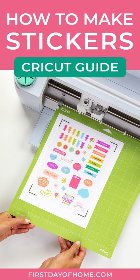 Learn how to make stickers with Cricut using the Print Then Cut feature. Get tips for achieving both kiss cut and die cut stickers as well as proven methods for laminating stickers for a glossy finish. Also find out which common mistakes to avoid and how to troubleshoot problems with Cricut calibration. #firstdayofhome #cricut #stickers #diystickers Stickers Made With Cricut, Print And Cut Stickers Cricut, Sticker Paper For Cricut, How To Make Stickers With Cricut, Sticker With Cricut, Laminating Stickers, Cricut Sticker Paper, Make Stickers With Cricut, Print Then Cut Stickers