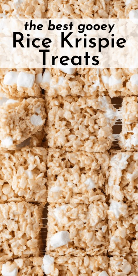 These extra gooey and soft rice krispie treats are absolute perfection. Just 5 simple ingredients, 6 easy steps, and my secret tips and tricks make rice krispie treats that are a step above the rest. Soft Rice Krispie Treats, Best Rice Krispie Treats Recipe, The Best Rice Krispie Treats, Best Rice Krispie Treats, Homemade Rice Krispies, Krispy Treats Recipe, Rice Crispy Treats Recipe, Homemade Rice Krispies Treats, Rice Krispie Bars