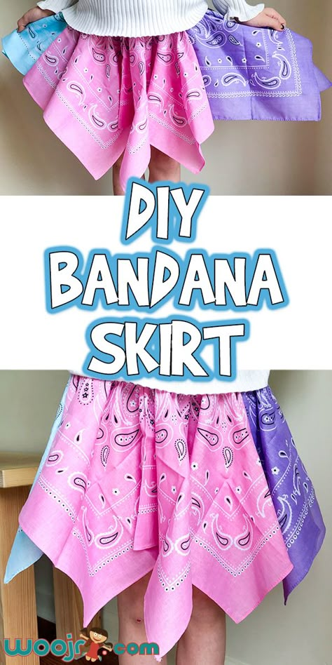 DIY Bandana Skirt Diy Bandana, Bandana Skirt, Bandana Crafts, Bandanas Diy, Reuse Clothes, Colorful Hairstyles, Bandana Dress, Sewing Kids Clothes, Diy Skirt