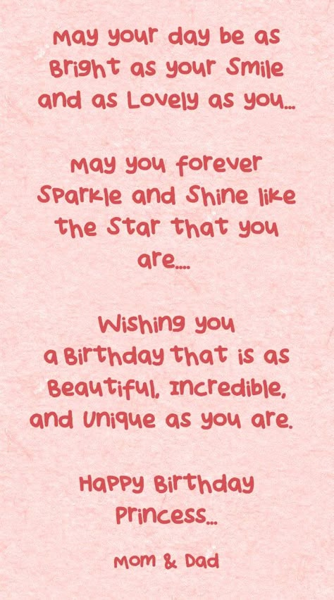 Dear Simran May your day be as Bright as your Smile and as Lovely as you...  May you forever Sparkle and Shine like the Star that you are....   Wishing you a Birthday that is as Beautiful, Incredible, and Unique as you are.    Happy Birthday Princess... Happy Birthday To Didi, Happy Birthday Sweetie Beautiful, Idol Birthday Wishes, Unique Way Of Wishing Birthday, Birthday Wishes Unique Ideas, Unique Birthday Wishes For Love, Birthday Wishes For Didi In English, Happy Birthday Didi Quotes, Birthday Quotes For Idol