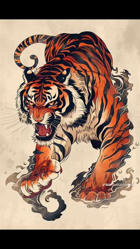 Tiger Back Tattoo Japanese, Japan Tiger Tattoo Design, Japanese Tiger Tattoo Traditional, Japan Tiger Tattoo, 2 Tiger Tattoo, Japanese Tiger Illustration, Japanese Traditional Tattoo Design, Traditional Japanese Tiger Tattoo, Japanese Tattoo Tiger