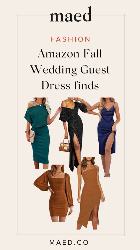 Have an upcoming fall wedding you are attending but not sure what to wear? MAED is sharing this round up of all her favorite fall wedding guest dresses from Amazon. These fall cocktail dresses are the perfect fall wedding guest outfit. Follow for more amazon must-haves and amazon fashion finds (includes affiliate links) Fall Cocktail Dress Wedding Guest, Fall Cocktail Dresses, Wedding Guest Dress Amazon, Amazon Wedding Guest Dress, Fall Wedding Guest Outfit, Fall Cocktail Dress, Winter Cocktail Dress, Denise Vasi, Dresses From Amazon