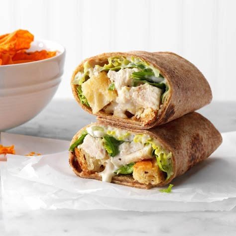 Cold Picnic Foods, Chicken Caesar Wrap Recipe, Caesar Salad Wrap, Cold Sandwich Recipes, Caesar Wrap, Chicken Caesar Wrap, Broiled Chicken Breast, Copycat Panera, Mayo Salad