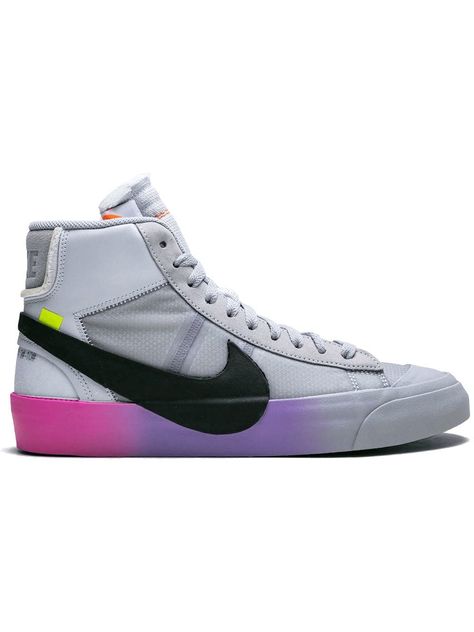 NIKE NIKE NIKE X OFF-WHITE THE 10: BLAZER MID SNEAKERS - WOLF GREY/ COOL GREY. #nike #shoes Colorful Blazer, Off White Blazer, Off White X Nike, Gentlemen Wear, Mid Sneakers, Nike Design, Off White Shoes, Tenis Nike, Outfits Hombre