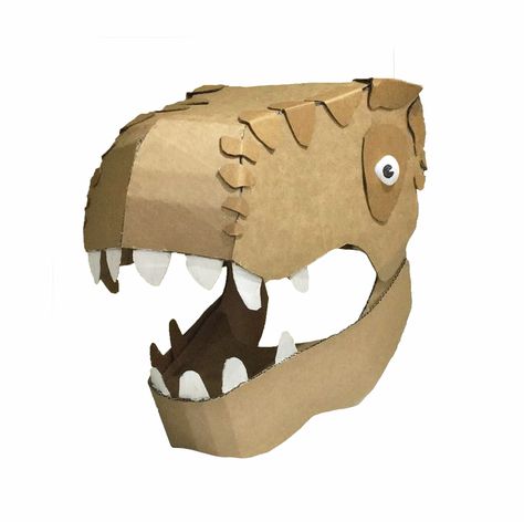 DIY CARDBOARD DINOSAUR HEAD COSTUME Cardboard Dinosaur, Dinosaur Diy, Head Template, Make A Dinosaur, Frankenstein Costume, Cardboard Costume, Dino Costume, Cardboard Mask, Dinosaur Mask