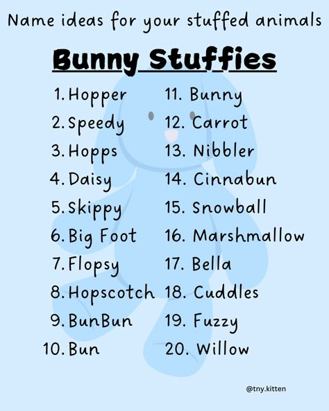 Heres a bunch of name suggestions for your stuffies!!!🥰 Cute Plushie Names, Jellycat Name Ideas, Cute Names For Stuffed Animals, Plushie Name Ideas, Cute Names For Plushies, Stuffie Names, Plushie Names, Oc Drawing Challenge, Stuffed Animal Names