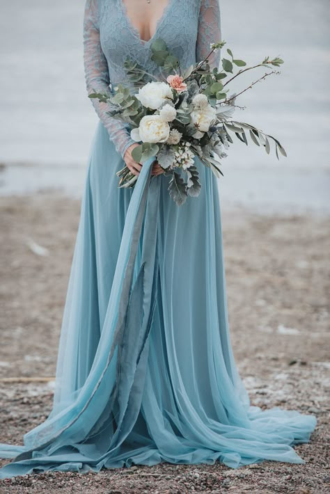 Elaborate Dresses, November Wedding Dresses, Powder Blue Gown, Blue Wedding Gowns, Scandinavian Wedding, Blue Wedding Dress, Bridal Musings, Gown Bridal, Blue Wedding Dresses