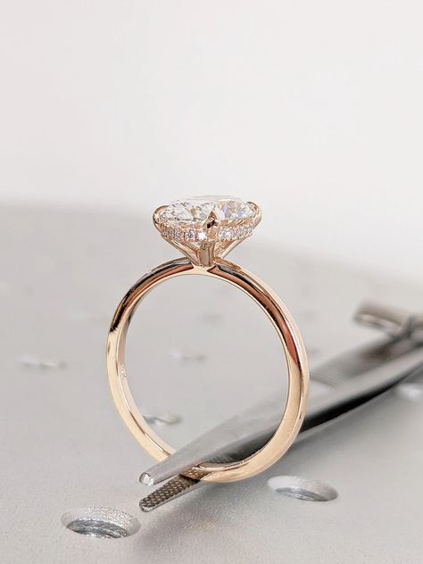 MAIN STONE
Type: Lab Grown Diamond
Shape: Oval
Setting: Talon Prong
Color: D-F
Clarity: VVS-VS

#14K #18K #Rose #Gold #Diamond #Hidden #Halo #Wedding #Anniversary #Ring #for #Wife #VVS #Lab #Diamond #Custom #Bridal #Jewelry #Simple #Talon #Prong #Ring #Solitaire #Ring #Lab #Diamond #Ring #3ct #Diamond #Ring #Oval #cut #Ring #Lab #Grown #Diamond #Statement #Ring #Hidden #Halo #Ring #Diamond #Halo #Ring #Moissanite #Halo #Ring #Women #Wedding #Ring #Eco #Friendly #Jewelry #Gold #Ring #for #Her Bridal Jewelry Simple, Ring Images, Lab Created Engagement Rings, Engagement Ring Types, Ring For Wife, Pretty Engagement Rings, Wedding Anniversary Ring, Prong Ring, Lab Diamond Engagement Ring