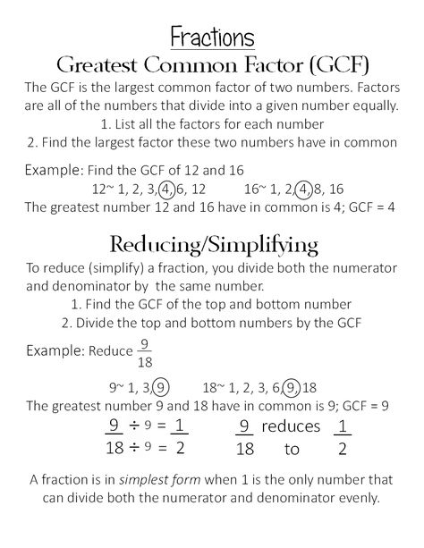 Greatest Common Factor & Reducing Fractions ~ Anchor Chart *Jungle Academy* Reducing Fractions Anchor Chart, Greatest Common Factor Anchor Chart, Reduce Fractions, Reducing Fractions, Greatest Common Factor, Fractions Anchor Chart, High School Math Activities, Interactive Math Journals, Teas Test