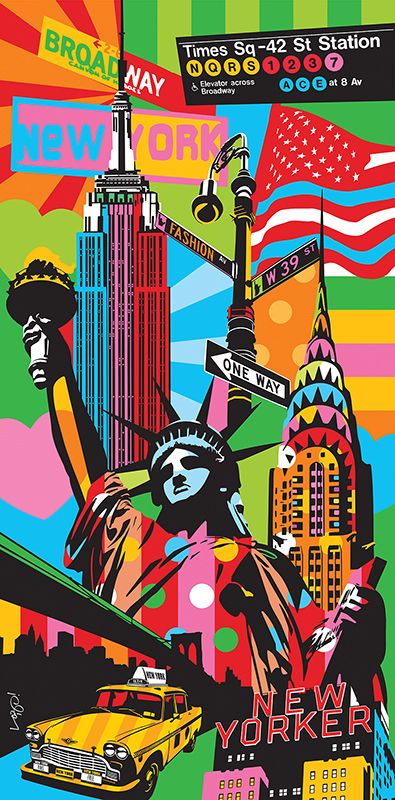 New York Pop Art, New York Drawing, Images Pop Art, New York City Art, New York Painting, Abstract City, Nyc Art, City Painting, Pop Art Design