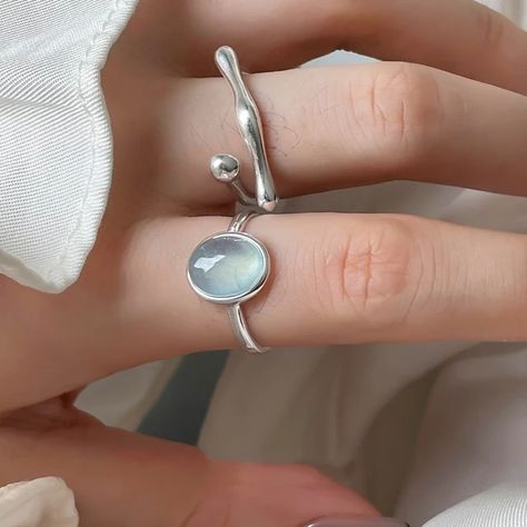 925 Sterling Silver Blue Stone Ring Drop | Silver Ring Blue Stone Women - 925 - Aliexpress Blue Stone Rings, Stone Rings For Women, Ring Settings Types, Blue Stone Ring, Aquamarine Rings, Ring Pendant Necklace, Color Ring, Fine Jewelry Gift, Rings For Women