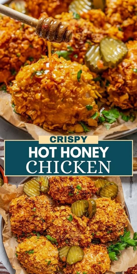 Baked Coated Chicken Recipes, Southern Recipes Main Dishes, Fried Chicken Appetizers, Cornflake Fried Chicken, Mikes Hot Honey Chicken Recipes, Copycat Dinner Recipes, Chicken Wing Dinner Ideas, Seasoned Chicken Recipe, Honey Fried Chicken Recipe