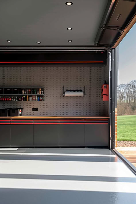 30+ Stylish Garage Storage Ideas for a Modern Home Unique Garage Design, Dream Garage Interior, Modern Tool Storage, Home Innovation Ideas, Minimalist Garage Design, Chic Garage Ideas, High End Garage Design, Long Narrow Garage Ideas, Small Garage Design Ideas