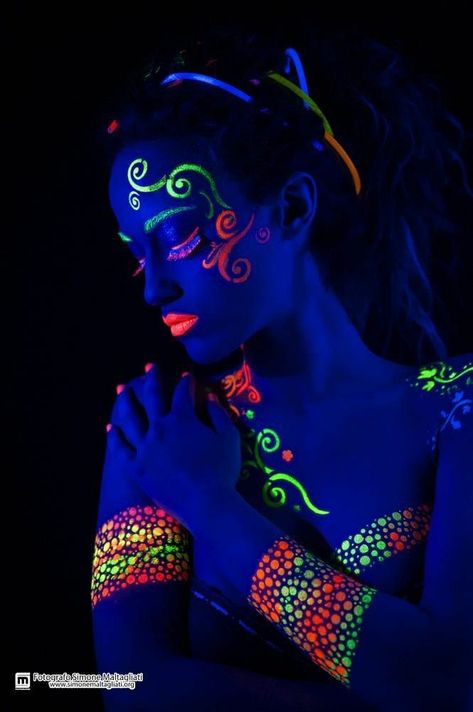 Glow Face Paint, Black Light Makeup, Neon Face Paint, Sugar Skull Face Paint, Uv Makeup, Festival Face Paint, Festival Paint, Skull Face Paint, Glow Paint