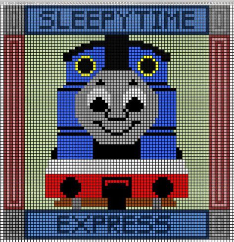 Thomas the Train Crochet Blanket Train Crochet, Train Cross Stitch Pattern, Crochet Blanket Free, Crochet Graphgan, Crochet Blanket Diy, Character Blankets, C2c Crochet Blanket, Crochet Graph, Graph Crochet