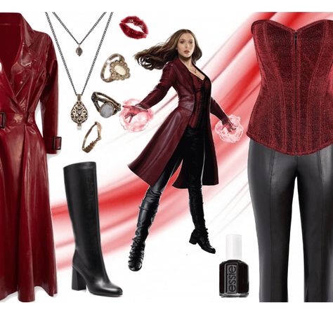 Wanda Maximoff Costume Ideas, Wanda Maximoff Outfit Aesthetic, Marvel Custome Halloween, Diy Scarlett Witch Costume, Scarlett Witch Halloween Costume, Wanda And Agatha Costume, Diy Wanda Costume, Scarlet Witch Costume Ideas, Halloween Costumes Wanda