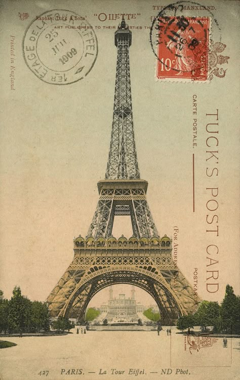 Eiffel Tower Vintage Postcard Old Vintage Posters, Vintage Postcard Wallpaper, Aesthetic Postcard Printable, Old Poster Design, Torre Eiffel Aesthetic, Paris Vintage Aesthetic, Vintage Paris Wallpaper, Vintage Poster Wallpaper, Vintage Postcard Aesthetic