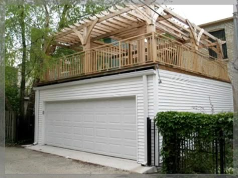 Flat Patio Roof, Deck Carport, Garage Roof Deck, Garage Deck, Roof Top Deck, Roof Decks, Garage Builders, Garage Roof, Car Port