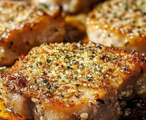 These Parmesan Baked Pork Chops are a simple yet flavorful dish perfect for a weeknight dinner. The crispy, cheesy coating makes these pork chops deliciously golden ... More information... Porkchops Dinner Ideas Easy Recipes Baked, Best Oven Pork Chops Ever, Oven Pork Chop Recipes Easy Dinners, Pork Chops For Dinner, Healthy Baked Pork Chops Oven Bone In, Baked Porch Chop Recipe, Recipes With Pork Chops Easy, Parmesan Baked Pork Chops Recipes, Pork Chop Breading Recipes