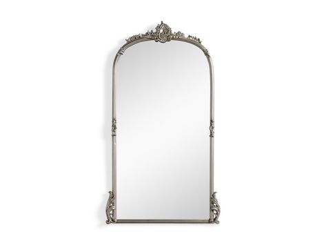 Amelie Wall Mirror in Silver | Arhaus Small Wall Mirror, Iron And Resin, French Designs, Small Wall Mirrors, Silver Wall Mirror, Eclectic Living, Dining Cabinet, Silver Wall, Leaner Mirror