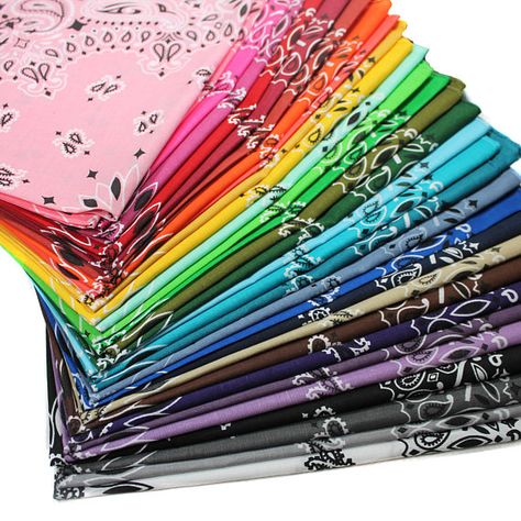 Rainbow Bandana Set, Rainbow Bandanna, Hav-a-Hank Bandanna, 100% Cotton, 31 Colors, Made in the U.S.A., Classic Paisley Design Bandana Crafts, Bandana Colors, Bridal Applique, Scarf Bandana, Bandana Styles, Paw Design, Bandana Dog, Bandana Hairstyles, Fashion Scarf