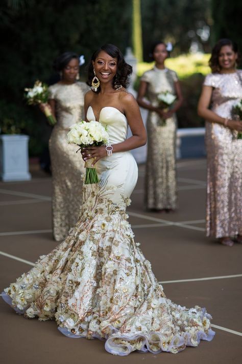 Silk Bridal Gown, Gold Wedding Gowns, Wedding Dress Black, Couture Wedding Dress, Gold Wedding Dress, African Wedding Dress, Silk Wedding Dress, Black Bride, Dream Wedding Ideas Dresses