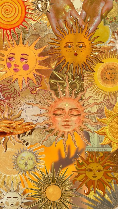 A matching sun for my other moon collage! 🌙 ☀️ Moon Collage, Preppy Wallpapers, Hippie Wallpaper, The New Yorker, Phone Screen, Wallpaper Ideas, New Yorker, Phone Backgrounds, Phone Wallpapers