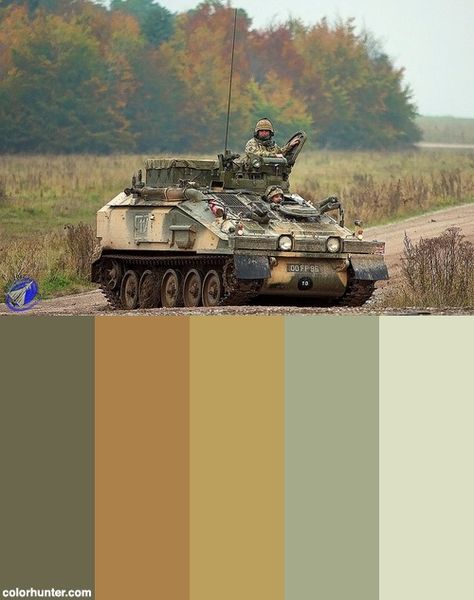 Spartan Armoured Personnel Carrier Color Scheme Military Color Palette, Army Color Palette, Van Project, Sticker Inspiration, Dream House Aesthetic, Military Housing, Military Color, Business Girl, Armoured Personnel Carrier