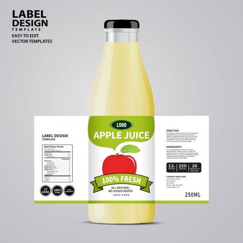 Bottle label | Premium Vector #Freepik #vector #background #mockup #food #label Milk Bottle Label Design, Sticker Bottle Design, Juice Bottle Packaging Label Design, Beverage Label Design, Juice Bottle Label Design, Drink Label Design, Popsicles Packaging, Label Minuman, Milk Branding