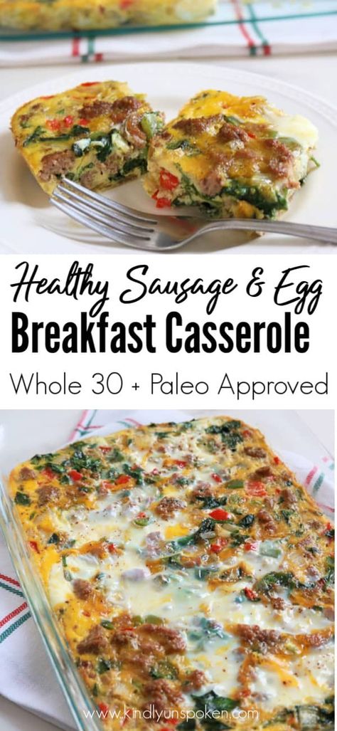 Whole 30 Breakfast Casserole, Whole30 Breakfast Casserole, Paleo Breakfast Casserole, Casserole Healthy, Eggs Spinach, Whole30 Breakfast, Healthy Breakfast Casserole, Menu Sarapan Sehat, Breakfast Egg Casserole