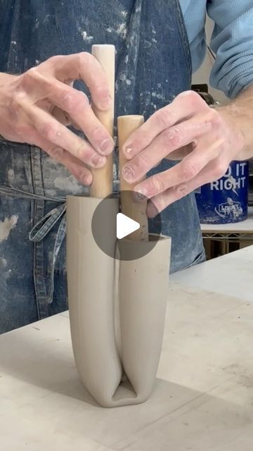 David Johnson Ceramics on Instagram: "In this reel I’m making an extruded vase. This is a new design that I came up with late last year and was pleased with the outcome. I’m making them in two sizes, this one being the smaller of the two.  I love how simple the initial creation of the form is. I’ve learned over the years that the less I touch the clay, the better it looks.  I’m planning on loading up the bisque kiln soon and hope to have my first batch of glazed pots finished in a couple weeks. Stay tuned for a shop update in the coming weeks." Origami Vase, Pottery Lessons, Ceramics Pottery Vase, Pottery Pots, Beginner Pottery, Pottery Form, Pottery Pot, Pottery Videos, Pottery Handbuilding