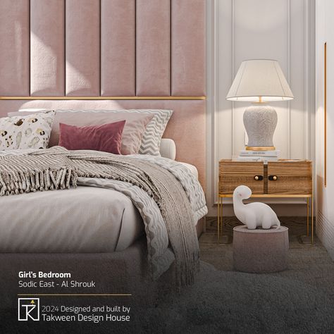 "Dreamy sanctuary for the modern young woman 💖✨" Create a dreamy and elegant girl's bedroom with blush pink, white, and gold accents. A plush pink bed, bubble chandelier, and ambient LED lighting set a serene atmosphere, while functional spaces like a vanity area and ample storage add both style and practicality. Perfect for a young woman's retreat.😍👩‍🦰 Contact us today to bring luxury to your doorstep: 📲 01092236222 #Architectural | #Interiors | #Landscape | #Constructions Elegant Girls Bedroom, Light Pink Bedding Luxe, Luxury Delicate Wood Bed, Young Woman Bedroom, Vanity Area, Womens Retreat, Bubble Chandelier, Pink Bedding, Girls Bedroom