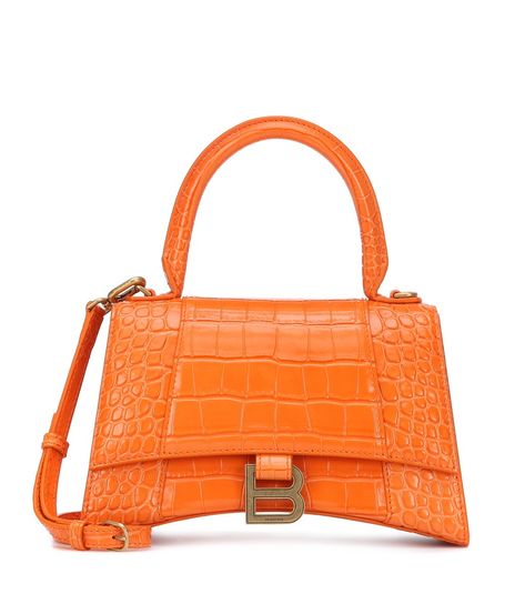 Orange Balenciaga, B Monogram, Balenciaga Handbags, Balenciaga Bag, Orange Bag, Orange Leather, Purse Accessories, Small Tote, Leather Top