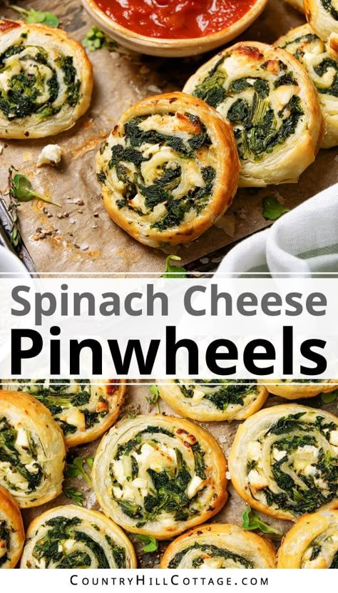 Spinach Finger Food, What To Bring To A Brunch Party, Spinach And Feta Pinwheels Puff Pastries, Spinach And Cheese Roll Ups, Spinach And Cheese Pinwheels, Pinwheels With Puff Pastry, Easy Vegetarian Finger Foods For Party, Pilsbury Pinwheel Recipes, Phyllo Spinach Appetizers