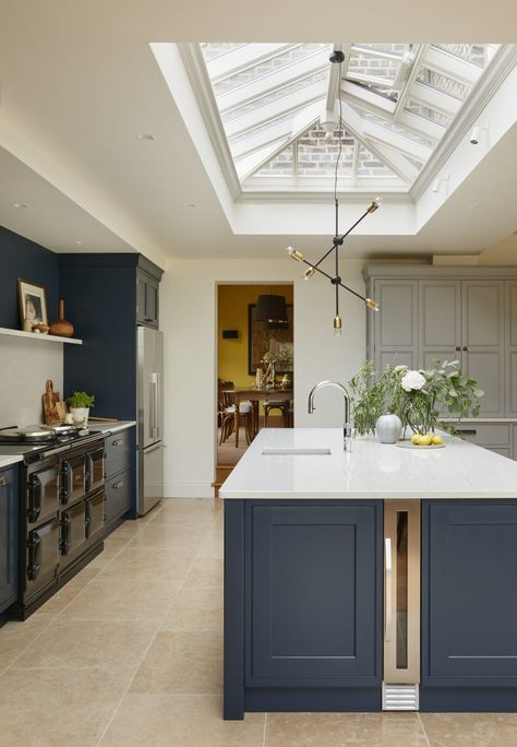 Roof Lantern Over Kitchen Island, Lantern Roof Extension Kitchens, Roof Lantern Pendant Lighting, Kitchen With Roof Lantern, Kitchen With Lantern Roof, Kitchen Roof Light Ideas, Lantern Roof Kitchen, Led Roof Lantern Lights, Kitchen Lantern Roof