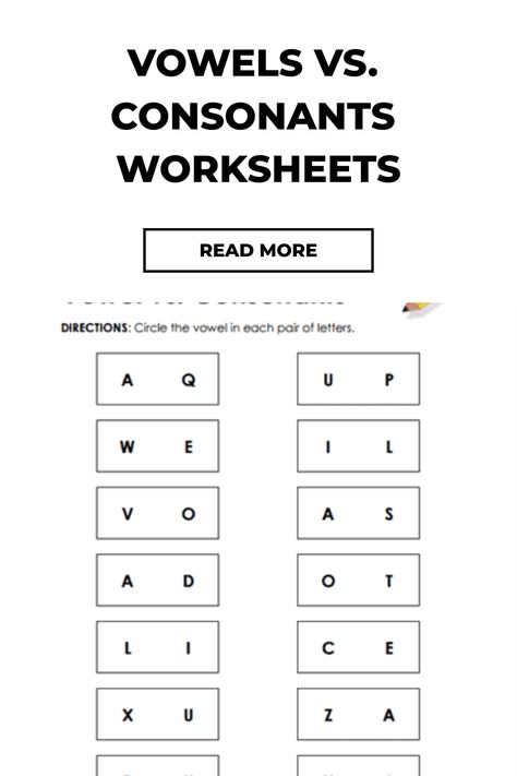 This collection of language arts worksheets helps students learn the difference between vowels and consonants and their role within words. Vowel Combinations Worksheets, Vowels Vs Consonants, Vowels And Consonants Worksheets, What Are Vowels And Consonants, Vowel Consonant Sort, Variant Vowels, A_e Worksheets Long Vowels, Vowel Diphthongs, Open Syllables