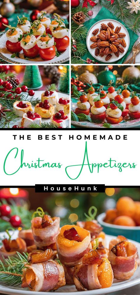 Elevate your holiday spread with these Christmas appetizers! From savory bites to sweet delights, these easy recipes are perfect for festive gatherings. Delight your guests and make this Christmas one to remember. #ChristmasAppetizers #HolidayRecipes #FestiveFood Holiday Dishes Christmas Appetizers, Christmas Day Horderves, Delicious Christmas Appetizers, Holiday Hosting Food Ideas, Appetizers For Xmas Party, Christmas Party Orderves, Appiterzers For Christmas, Christmas Appy Ideas, Christmas Party Hors Doeuvres Easy