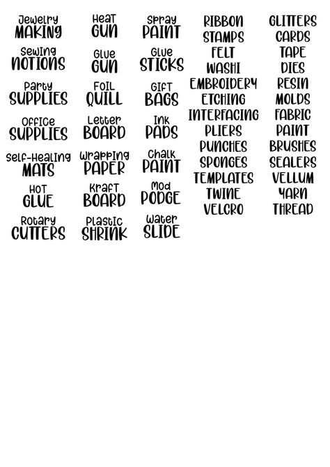 More Craft Room Supplies SVG Craft Room Labels, Craft Supply Labels, Interfacing Fabric, Cricut Svgs, Room Supplies, Storage Labels, Supply Labels, Resin Supplies, Cricut Craft