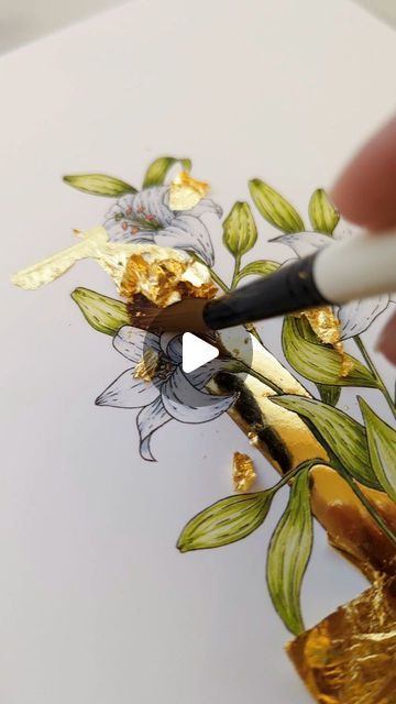 Theodora, The Carpenter's Wife on Instagram: "A little gold leaf to brighten a grey, drizzly, Somerset day.

Gilding an illuminated flower letter. L is for Lily, 23.5 carat gold leaf on a letter L with intertwined white lilies. #illuminatedlettering #botanicalart #lily" Minimalist Watercolor Painting, Copper Painting, Wall Murals Diy, Flower Letter, Minimalist Watercolor, Illumination Art, Golden Painting, Gold Leaf Art, Tinta China